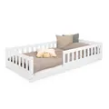 Ehrenkind® Bodenbett Lille | Kinderbett mit abnehmbaren Rausfallschutz aus Massivholz FSC® zertifziert inkl.hochwertigem Lattenrost | Bodenbett 90x200 | Kinderbett 90x200 Weiß