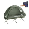 SoBuy Feldbett mit Zelt 7in1 Wurfzelt mit Luftpumpe, Rolltasche, Schlafsack, Wasserdichtes Campingbett Outdoor Campingliege Familienzelt Camping Tent Grün 193 x 160 x 86cm bis 114 kg OGS32-GR