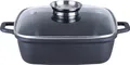 Kopf Bräter Santorin (Aluguss, 3,8 Liter, inkl. Glasdeckel mit Aromaknopf, Induktion) schwarz