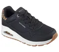 Skechers UNO Jungle Nite-Sneaker für Damen, Schwarzer Durabuck Leopard Printed Suede Mesh Tr, 37 EU