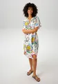 Sommerkleid, mit farbenfrohem, kunstvollen Druck - NEUE KOLLEKTION, Gr. 44 - N-Gr, wollweiß-schwarz-gelb-rot-grün-malve-türkis-blau N-Gr