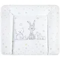 Julius Zöllner Wickelauflage Häschen und Eule, Weiß, Kunststoff, Füllung: Vlies, 85x75 cm, Made in Germany, Oeko-Tex® Standard 100, schadstoffgeprüft, abwischbar, Pflegen, Wickeln, Wickelauflage