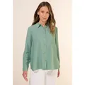 Hemdbluse CECIL, Damen, Gr. XL (44), matcha grün, Web, Obermaterial: 88% Viskose, 12% Nylon, unifarben, casual, weit Po-bedeckend, Rundhals, Langarm 1-Knopf-Manschette, Blusen, mit Struktur