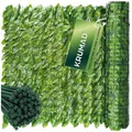 KRUMAD Künstliche Efeu Hecke Sichtschutz Set 2X 500x50 cm, Hängende Girlande, Garten & Balkon Sichtschutz, Efeu Dekorativ, inkl. 200 Kabelbinder