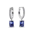 PANDORA Timeless Blaue Rechteckige Funkelnde Creolen aus Sterling-Silber, Kompatibel mit PANDORA Timeless Armbänder, 292381C01