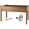 needs&wants Großes Hochbeet aus Holz für Garten Balkon Terrasse, Pflanzkasten Bausatz XL rechteckig schmal mit Vlies-Folie, Kräuterbeet Pflanzenkasten deko, 121 x 63 x 75 cm, dunkel-braun