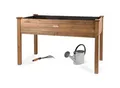 needs&wants® Großes Hochbeet aus Holz für Garten Balkon Terrasse, Pflanzkasten Bausatz XL rechteckig schmal mit Vlies-Folie, Kräuterbeet Pflanzenkasten deko, 121 x 63 x 75 cm, dunkel-braun