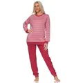 Normann Pyjama Normann Damen langarm Schlafanzug Kuschel Interlock Qualität rot 40-42