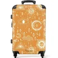 NoBoringSuitcases.com© Hartschalen-Trolley Gelb mit böhmischem Muster 67 cm - 72 L, 4 Rollen, Hartschalenkoffer Mittel Groß für 20kg, Frauen Reisekoffer Trolley bunt|gelb 43 cm x 67 cm x 25 cm