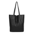 ITALYSHOP24 Schultertasche SET 2in1 Damen Tasche Umhängetasche XXL Shopper, Leichtgewicht Hobo + Crossbody Bag / Schmucktasche, Schwarz