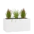 Pflanzwerk® Pflanzkübel TUB Weiss 40x80x40cm XXL – Rechteckig – Großer Fiberglas Blumenkübel für außen und innen - Frostbeständig - UV-Schutz – Markenqualität