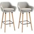 HOMCOM 2er-Set Barhocker mit Sitzkissen und Fußstützen Beige
