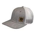 John Deere Twill Oxford Mesh Hat W/Sueded Patch, Gray, Grey/White, One Size