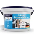 Plid Silikon Fassadenfarbe Weiß Aussen matt 10L für ca. 70m² - für Beton, Mauerwerk, Kellerwand, Fassade & Sockel - Wandfarbe - Aussenfarbe wetterfest