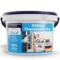 Plid® Silikon Fassadenfarbe Weiss Aussen matt 10L - für Beton, Mauerwerk, Kellerwand, Fassade & Sockel - Wandfarbe Weiß 10l - Aussenfarbe Weiss wetterfest - Außenwandfarbe - Aussenfarbe Fassade