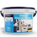 Silikon Fassadenfarbe Weiß Außen matt 10L für 70m² - für Putz, Beton, Mauerwerk