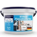 Silikon Fassadenfarbe Weiß Außen matt 2,5L für 17,5m² für Putz, Beton, Mauerwerk