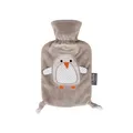 Fashy „Pia“ 35720.4 Wärmflasche / Kinderwärmflasche Pinguin ~ Thermoplast- Wärmeflasche mit kuschelweichem Flauschbezug aus 100% Polyester, robust und langlebig ~ 0,8 Liter