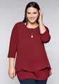 sheego Große Größen: Blusenshirt in leichter A-Linie mit Zipfelsaum, rubinrot, Gr.40/42-56/58 13074100259