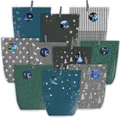 DIY Adventskalender Weihnachtskalender Set Papier Tüten Blau 24 Aufkleber