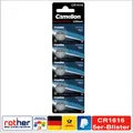CR1616, 5021LC, DL1616, Knopfzellen Batterien Lithium 3V Camelion im 5er-Pack
