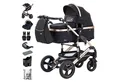 Daliya® Kombi-Kinderwagen BAMBIMO 3in1 Kinderwagen & Buggy mit Auto-Babyschale und Adapter, (XXL-Set inkl. Wickeltasche und Spieltisch, 15-tlg), Babyschale, Airless-Räder, Federung, weiche Matratze, Belüftungssystem
