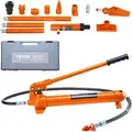 Hydraulikzylinder Bausatz, Tragbarer Hydraulischer Wagenheber 12 T, Mit 1,4 M Ölschlauch, Autokarosserierahmen-reparaturset Mit Aufbewahrungskoffer Für Autoreparatur, Lkw, Bauernhof, Orange - Vevor