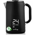 Lehmann Wasserkocher 1,7 L mit Temperaturregelung 45-100 °C, Edelstahl Wasserkessel mit Warmhaltefunktion und Touchpanel, mattes Schwarz - Schwarz