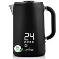 Lehmann Edelstahl Wasserkocher mit Temperaturhaltung, 1,7 Liter, Temperaturkontrolle 45-100℃, Edelstahl Teekocher mit Thermostat und Touch-Display, Anti-Fingerprint, BPA frei, schwarz