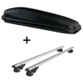 Dachbox JUEASY300 300Ltr schwarz + Dachträger VDP004 L kompatibel mit für Skoda Fabia Kombi ab 99