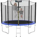 KINETIC SPORTS Trampolin Outdoor SALTO Ø 183/244/305/366/400/430/490 cm - Kindertrampolin Set mit Leiter, Netz, Randpolster, bis zu 160kg - Blau