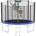 KINETIC SPORTS Trampolin Outdoor SALTO Ø 183/244/305/366/400/430/490 cm - Kindertrampolin Set mit Leiter, Netz, Randpolster, USA Sprungtuch - Gartentrampolin, bis zu 160kg Blau Ø 183 cm Ø 183 cm, Blau