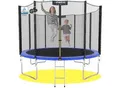 KINETIC SPORTS Trampolin Outdoor SALTO Ø 183/244/305/366/400/430/490 cm - Kindertrampolin Set mit Leiter, Netz, Randpolster, USA Sprungtuch - Gartentrampolin, bis zu 160kg Blau Ø 183 cm Ø 183 cm, Blau