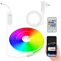 Lunartec LED Schlauch RGB: WLAN-Neon-Schlauch mit RGBW-IC-LEDs, App, Sprachsteuerung, IP65, 5 m (Controller, Smarthome Strips, Adapter, Bluetooth)