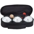 Relaxdays Boule-Set 100417880, 6-teilig, 3 Boule- & 1 Zielkugel mit Zubehör, aus Metall