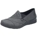 Rieker Slipper Halbschuh, Schlupfschuh mit Ziernaht und Gummizug grau 40 EU