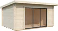 Palmako Gartenhaus Lea 14,2 m² Plus mit Isolierglas-Schiebetür - 44 mm naturbelassen