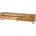 Massivmoebel24 Lowboard, Braun, Holz, Echtholz,Wildeiche, 4 Schubladen, 235x52x43 cm, Wohnzimmer, Wohnwände, Lowboards, Lowboards stehend