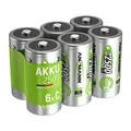 ANSMANN Akku Typ Baby C 2500 mAh NiMH 1,2 V (6 Stück) - wiederaufladbare Baby-C Batterien, maxE für äußerst geringe Selbstentladung sorgt für jahrelangen Einsatz im High-Drain-Bereich