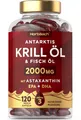 Krill Öl 2000mg - 120 Kapseln - Omega-3 + Astaxanthin - Fischöl - Herzgesundheit