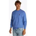 Sweatshirt TOMMY JEANS "TJM REG BADGE CREW EXT", Herren, Gr. M, tempo blau melange, Sweatware, Obermaterial: 100% Baumwolle, unifarben, casual, regular fit normal, Rundhals, Langarm eingesetzt Rippbündchen, Sweatshirts, Mit Rundhalsausschnitt
