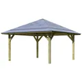 KARIBU Pavillon "Holm 1", Walmdach, viereckig, BxHxT: 431 x 315 x 431 cm - braun