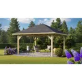 CHILLROI Quadratischer Holzpavillon 359 x 359 cm Gartenpavillon Terrassenüberdachung kesseldruckimprägniert