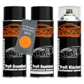 TRISTARcolor Autolack Spraydosen Set für Mercedes/Daimler Benz 2603 Tieforange/Deep-Orange Grundlack Basislack Klarlack Sprühdose 400ml