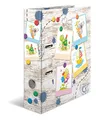 HERMA Ordner A4 Kinder Holzoptik, 7 cm breit, Ringordner mit Kindergarten Tiere Motiv, bunter Aktenordner mit Innendruck für Jungen, Mädchen und Kinder
