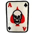 Catch the Patch Poker Ass Karte Totenkopf Biker - (Größe: 5,5 x 8 cm) – Stickpatch – Ideal für Kutte, Rockerjacke, Jeansweste, Kleidung & Accessoires – Robuster Patch für Erwachsene