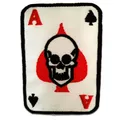 Aufnäher / Bügelbild - Poker Ass Karte Totenkopf Biker - weiß - 5.5 x 8 cm