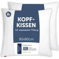 2er Set Blumtal Kopfkissen 80x80 – orthopädische Nackenstützkissen – anpassbar, , Mikrofaser, waschbar, für Allergiker & Seitenschläfer - Weiß