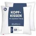 Blumtal Kopfkissen 80x80 cm 2er Set - Nackenkissen mit anpassbarer Füllung - 100% Mikrofaser & waschbar bis 95 Grad - höhenverstellbares Kissen
