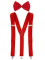 Hosenträger und Fliege Set rot längenverstellbar Kostüm Fasching Karneval Clips